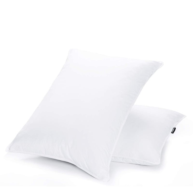 JA COMFORTS Duck Feather Down Bed Pillows for Sleeping(2 Packs)-Standard/Queen,High Filling Weight,600 Thread Count,Double-Layer Downproof Fabric Design,10% Duck Down,Cotton Cover,White - Image 3